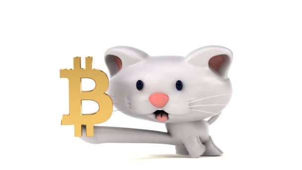 Fun Cartoon Character Bitcoin Animation — Stock Video