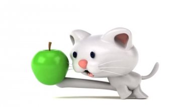 Eğlenceli çizgi film karakteri ile elma - 3d animasyon 