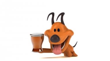 Bira ile eğlenceli çizgi film karakteri - 3 boyutlu animasyon 