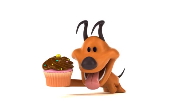 Spaß Cartoon Figur Mit Cupcake Animation — Stockvideo