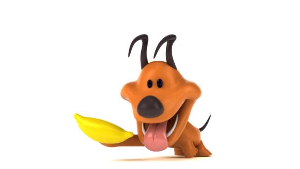 Divertente Personaggio Dei Cartoni Animati Con Banana Animazione — Video Stock