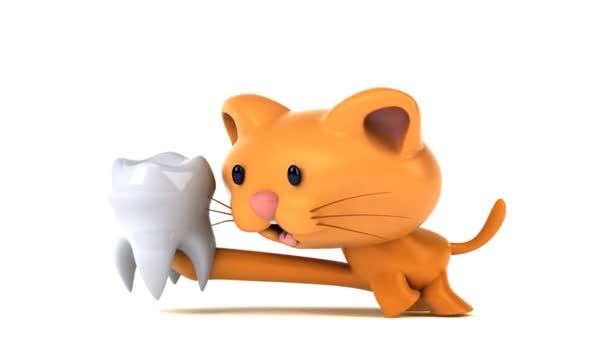 Fun Cartoon Character Tooth Animation — Stock Video