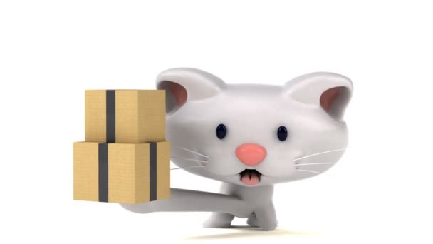 Веселий Мультиплікаційний Персонаж Коробками Анімація — стокове відео