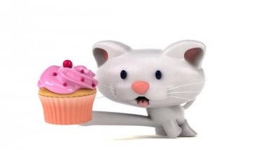 Eğlenceli çizgi film karakteri ile cupcake - 3d animasyon 