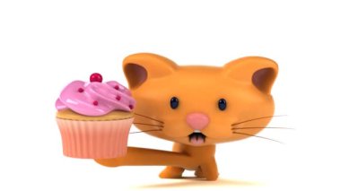 Eğlenceli çizgi film karakteri ile cupcake - 3d animasyon 