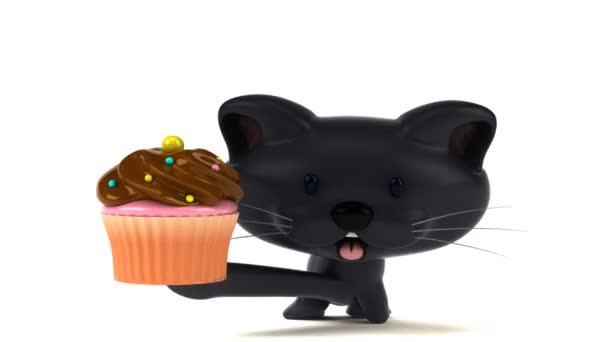 Divertente Personaggio Dei Cartoni Animati Con Cupcake Animazione — Video Stock