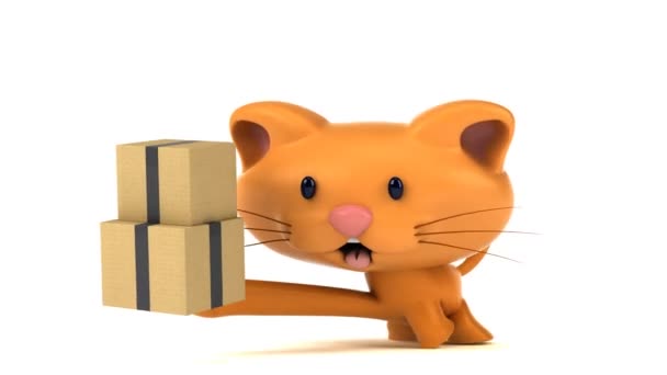 Fun Cartoon Character Boxes Animation — Stock Video