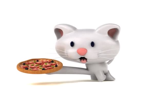 Веселий Мультиплікаційний Персонаж Піцою Анімація — стокове відео