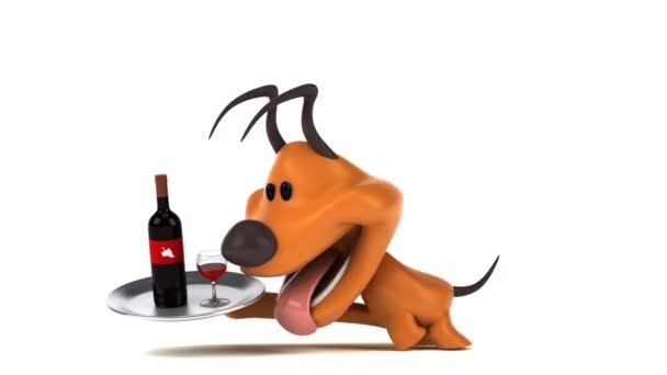 Divertido Personaje Dibujos Animados Con Vino Animación — Vídeos de Stock