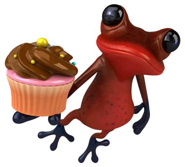 Cupcake - 3d çizim ile eğlenceli çizgi film karakteri