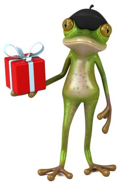 Eğlenceli çizgi film karakteri ile hediye - 3d çizim