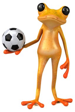 Eğlenceli çizgi film karakteri ile topu - 3d çizim