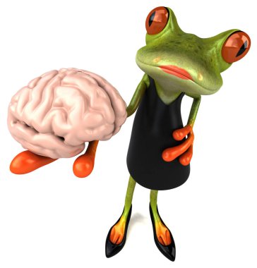 Eğlenceli çizgi film karakteri ile beyin - 3d çizim