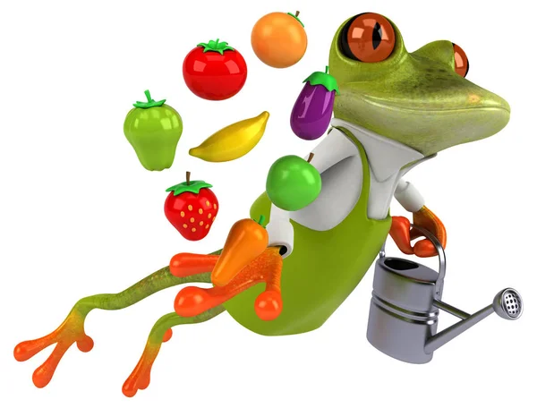 Fun Cartoon Character Fruits Vegetables Illustration — Stock Photo, Image