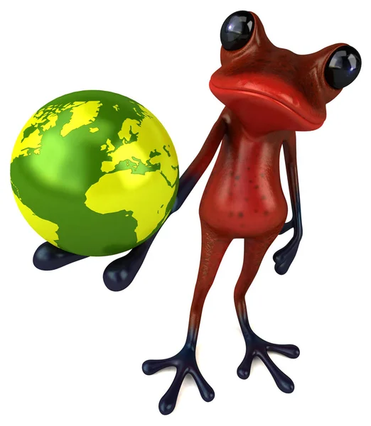 Personagem Desenho Animado Divertido Com Planeta Ilustração — Fotografia de Stock
