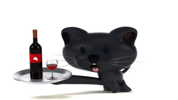 Divertido Personaje Dibujos Animados Con Vino Animación — Vídeo de stock