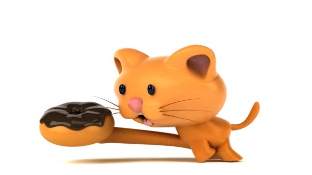 Divertido Personaje Dibujos Animados Con Donut Animación — Vídeo de stock