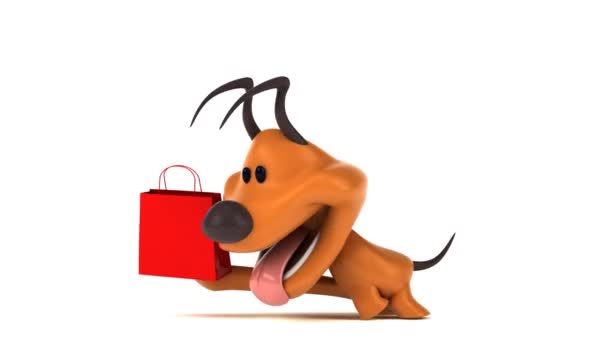 Divertente Personaggio Dei Cartoni Animati Con Shopping Bag Animazione — Video Stock