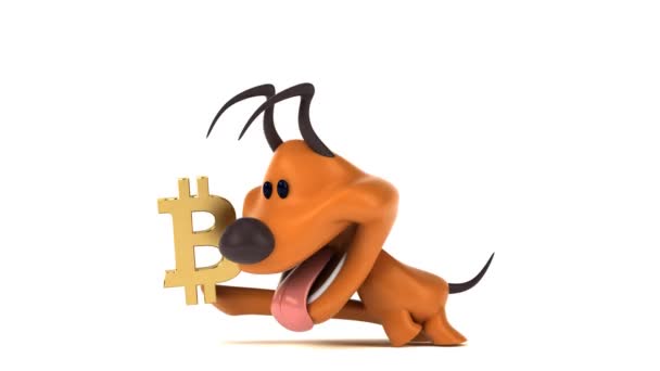 Spaß Cartoon Figur Mit Bitcoin Animation — Stockvideo