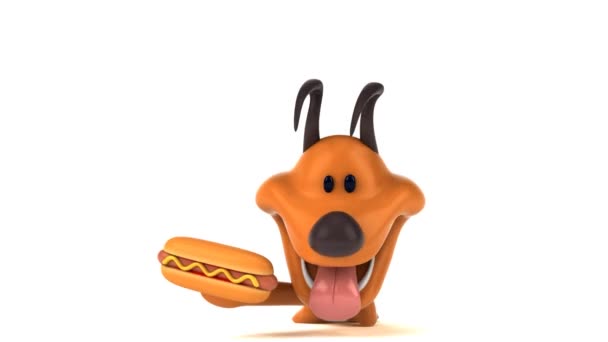 Zábavná Kreslená Postava Hotdogem Animace — Stock video