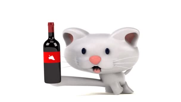 Lustige Cartoon Figur Mit Wein Animation — Stockvideo