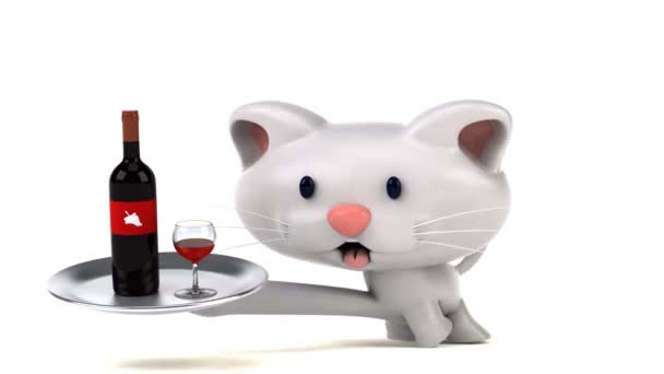 Divertido Personaje Dibujos Animados Con Vino Animación — Vídeos de Stock