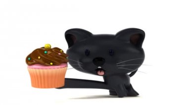 Eğlenceli çizgi film karakteri ile cupcake - 3d animasyon 