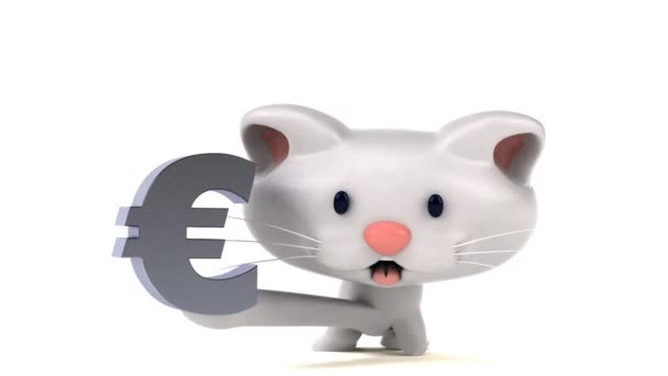 Divertente Personaggio Dei Cartoni Animati Con Euro Animazione — Video Stock