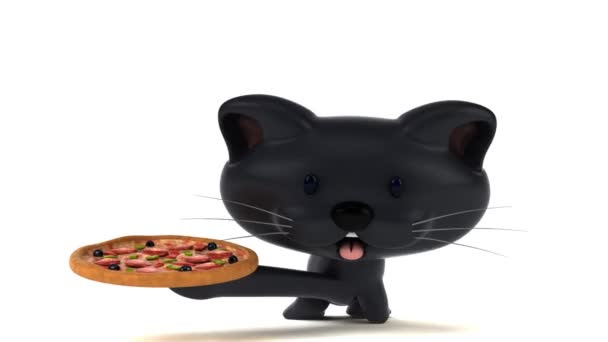 Divertido Personaje Dibujos Animados Con Pizza Animación — Vídeos de Stock