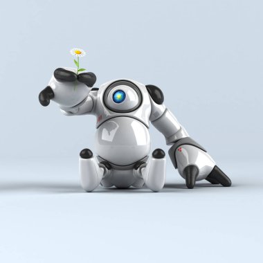 Büyük robot karikatür karakter - 3d çizim