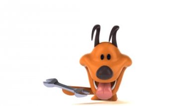 eğlenceli çizgi film karakteri ile araç - 3d animasyon 