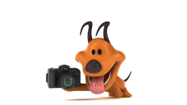 Веселий Мультиплікаційний Персонаж Камерою Анімація — стокове відео