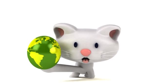 Leuk Personage Met Planeet Animatie — Stockvideo