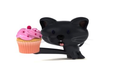 Eğlenceli çizgi film karakteri ile cupcake - 3d animasyon 