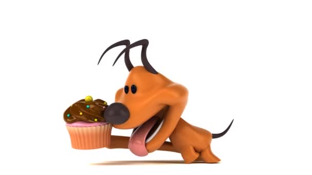 Spaß Cartoon Figur Mit Cupcake Animation — Stockvideo