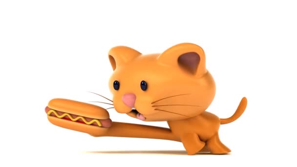 Personagem Desenho Animado Divertido Com Hotdog Animação — Vídeo de Stock