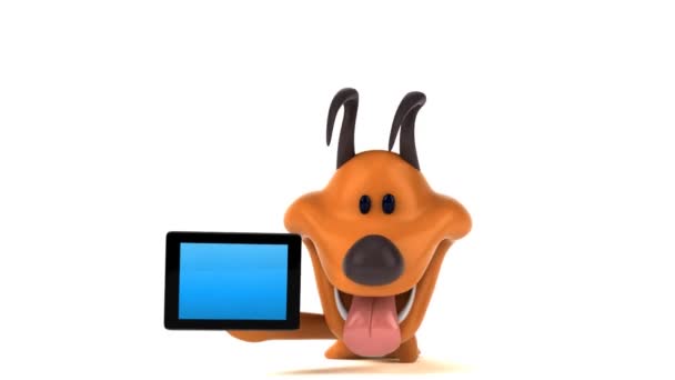 Fun Cartoon Character Tablet Animation — Stock Video