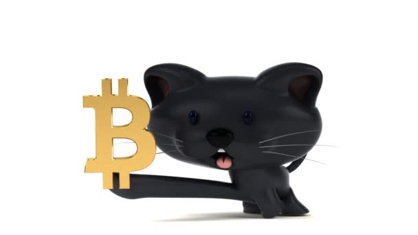 Spaß Cartoon Figur Mit Bitcoin Animation — Stockvideo