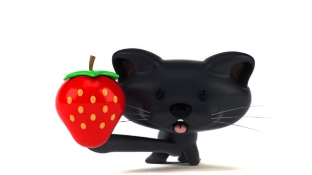 イチゴと楽しい漫画のキャラクター 3Dアニメーション — ストック動画