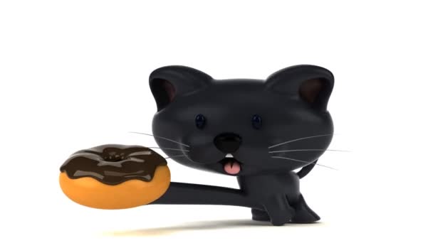 Leuk Personage Met Donut Animatie — Stockvideo