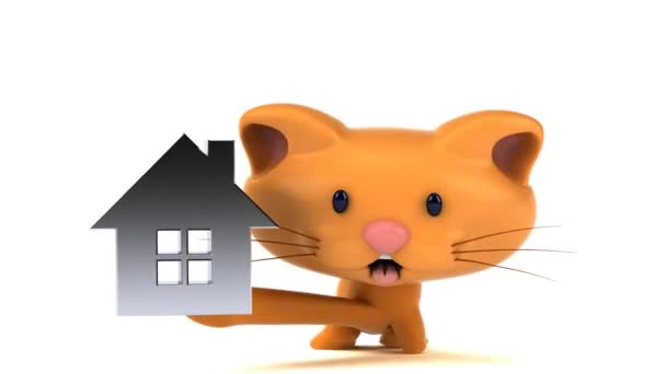 Leuke Stripfiguur Met Huis Animatie — Stockvideo