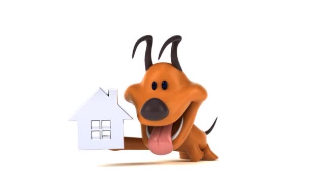 Lustige Zeichentrickfigur Mit Haus Animation — Stockvideo
