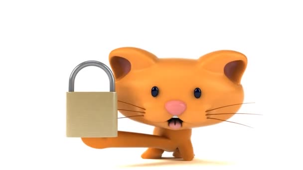 Fun Cartoon Character Padlock Animation — Stock Video