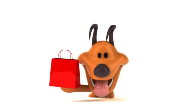 Divertente Personaggio Dei Cartoni Animati Con Shopping Bag Animazione — Video Stock