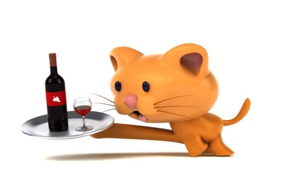 Divertido Personaje Dibujos Animados Con Vino Animación — Vídeo de stock