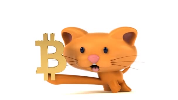 Fun Cartoon Character Bitcoin Animation — Stock Video