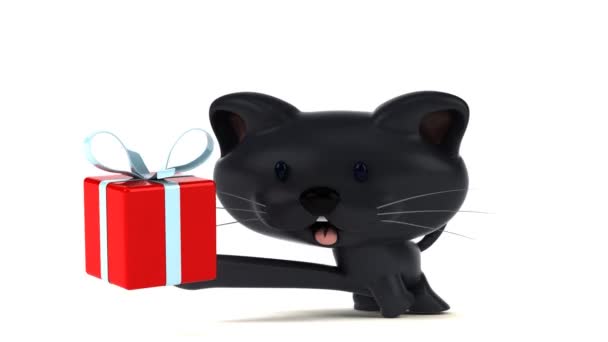 Leuk Personage Met Cadeau Animatie — Stockvideo