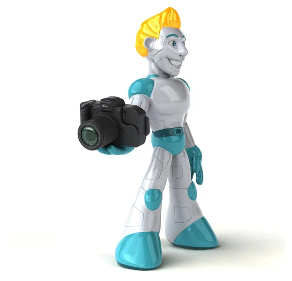 Personagem Desenho Animado Divertido Com Câmera Ilustração — Fotografia de Stock
