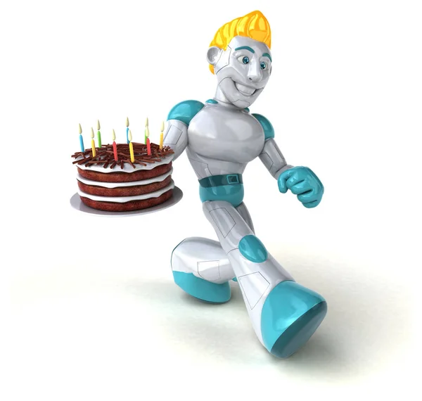 Spaß Cartoon Figur Mit Kuchen Illustration — Stockfoto