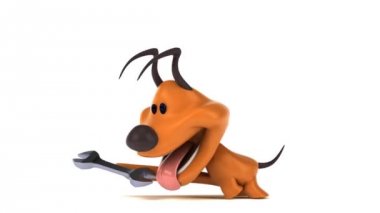 eğlenceli çizgi film karakteri ile araç - 3d animasyon 